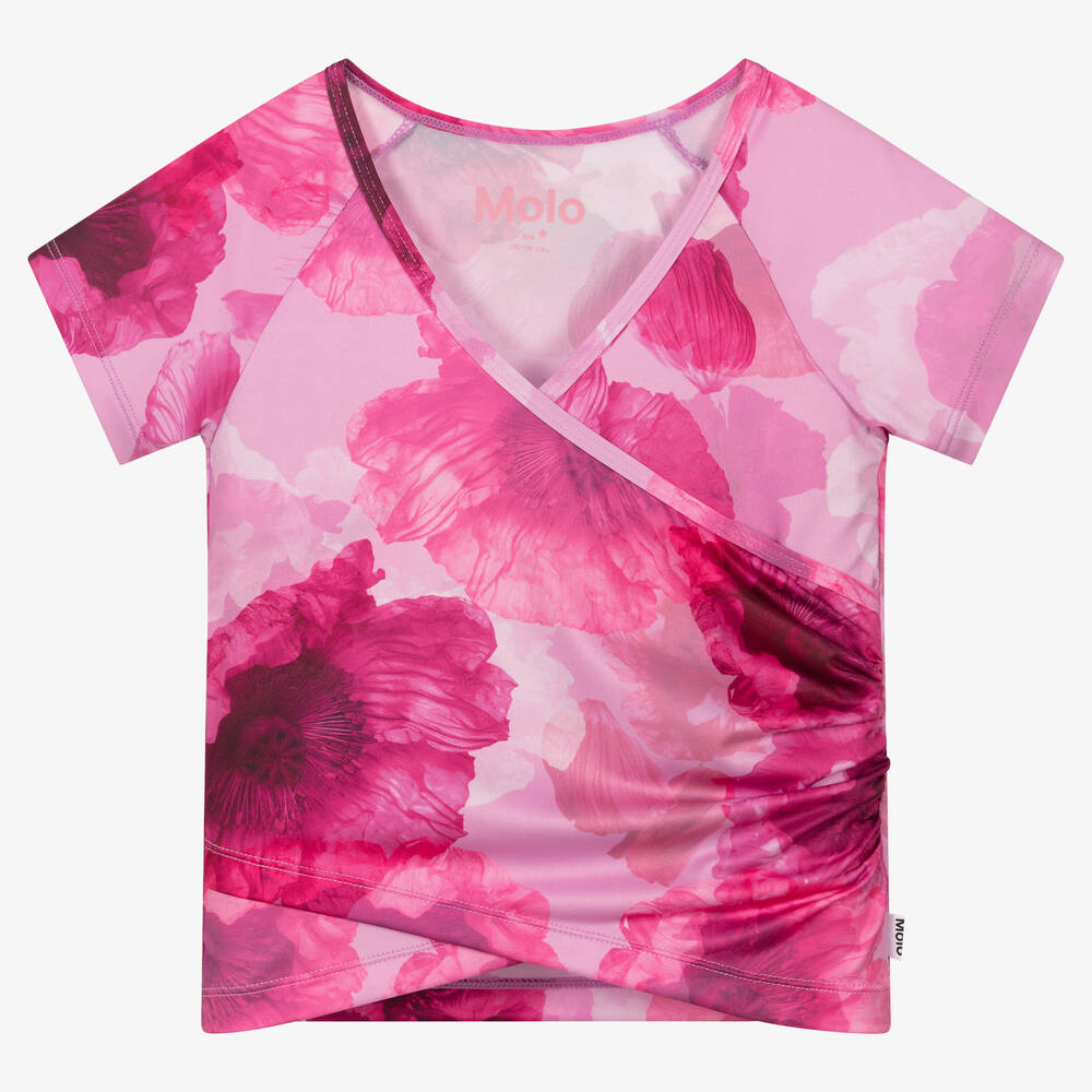 Molo - Teen Girls Pink Poppies Sports Top | Childrensalon