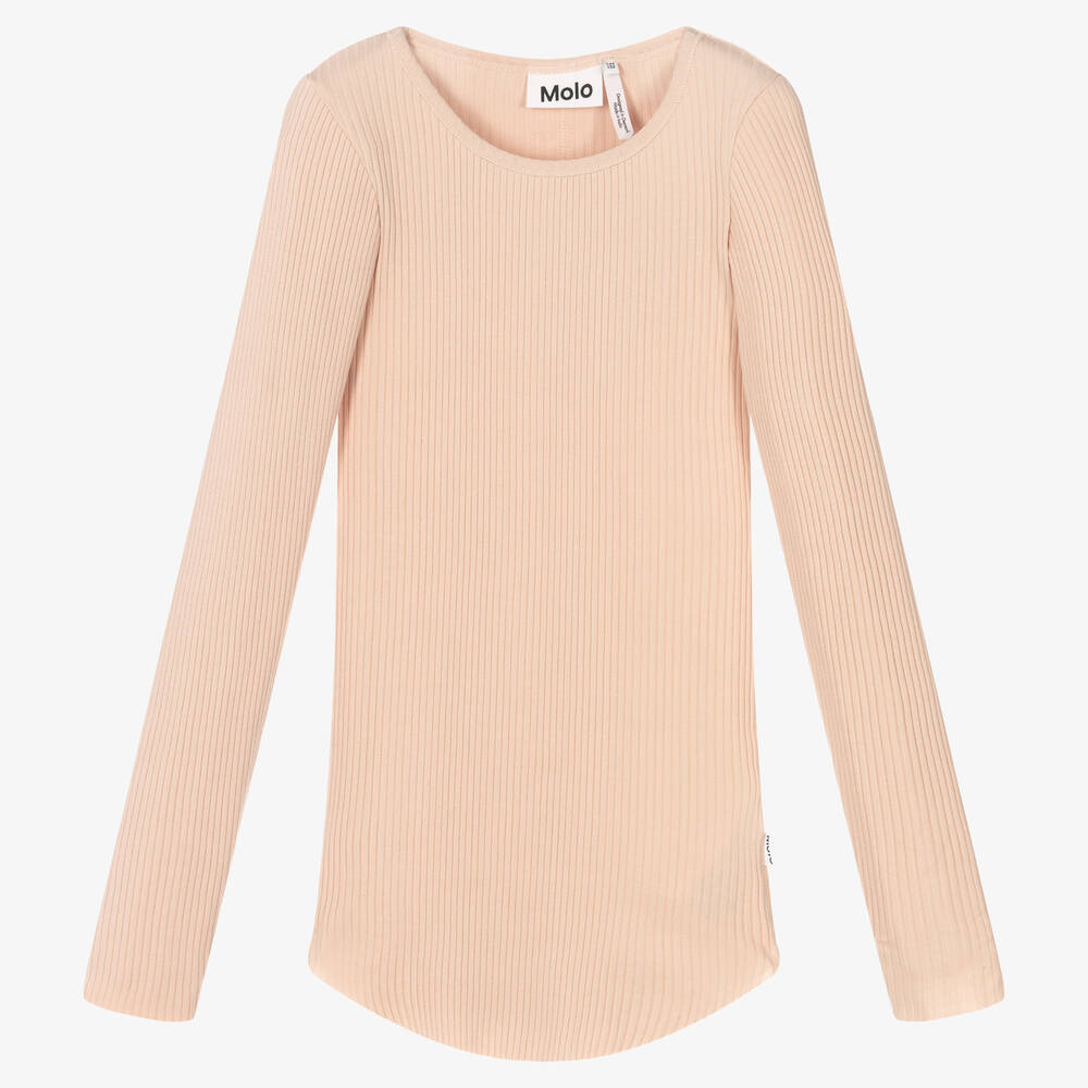 Molo - Teen Girls Pink Ribbed Cotton Top | Childrensalon