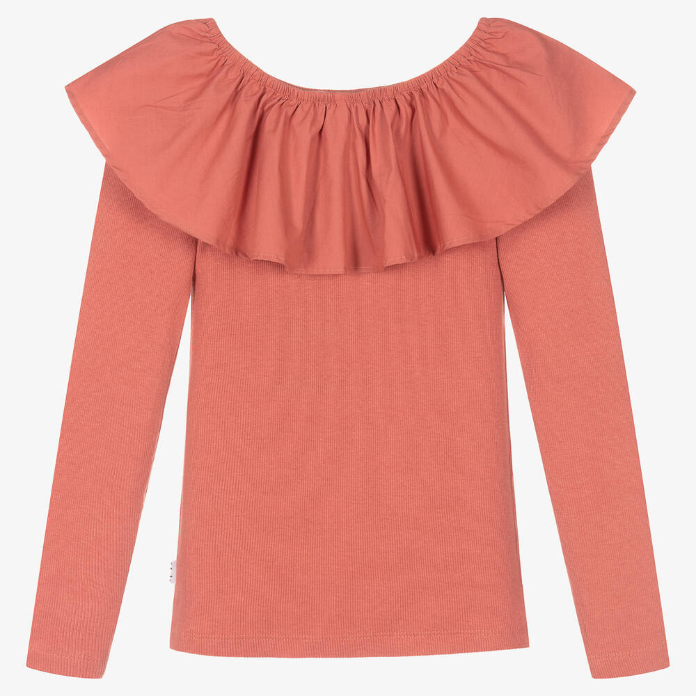 Molo-Teen Girls Pink Ribbed Cotton Top | Childrensalon Outlet