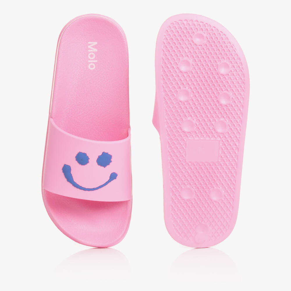 Molo-Teen Girls Pink Smiling Face Sliders | Childrensalon Outlet