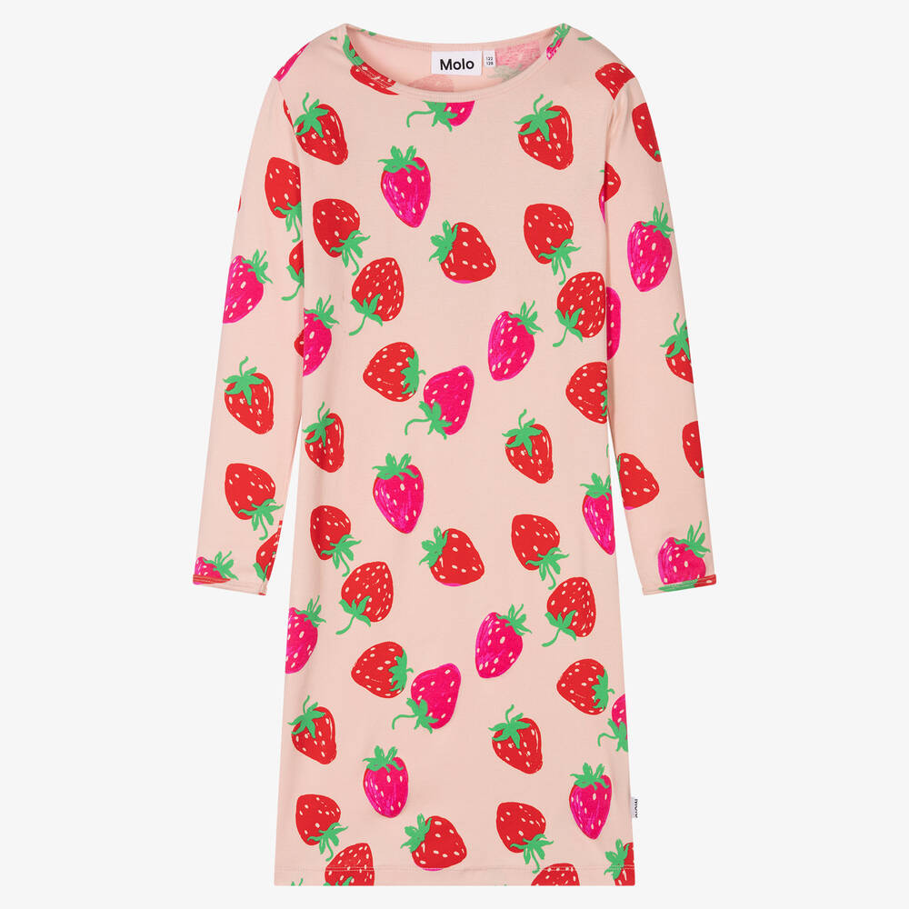 Molo - Teen Girls Pink Strawberry Nightdress | Childrensalon