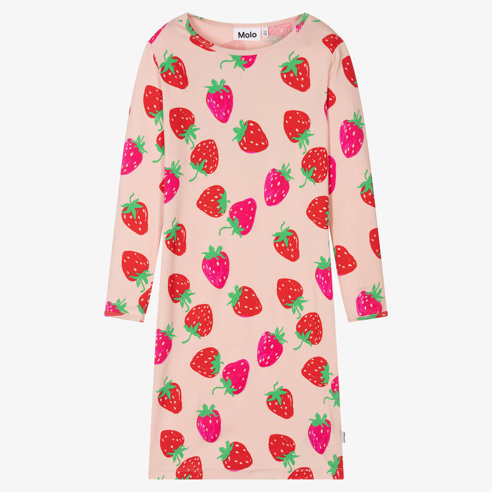 Molo-Teen Girls Pink Strawberry Nightdress | Childrensalon Outlet