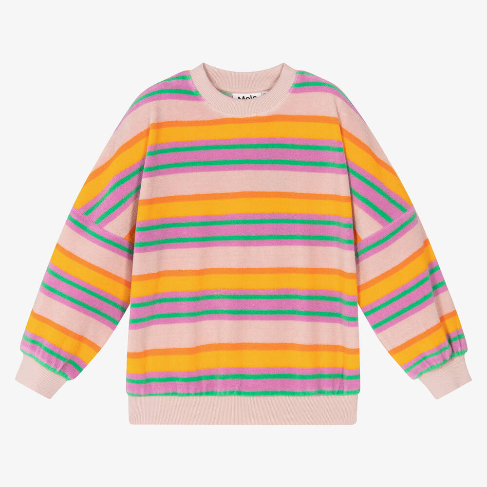Molo - Teen Girls Pink Striped Sweatshirt | Childrensalon