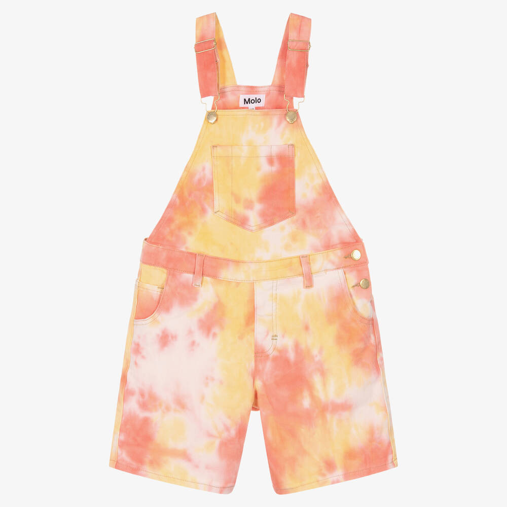 Molo - Teen Girls Pink Tie Dye Dungaree Shorts | Childrensalon