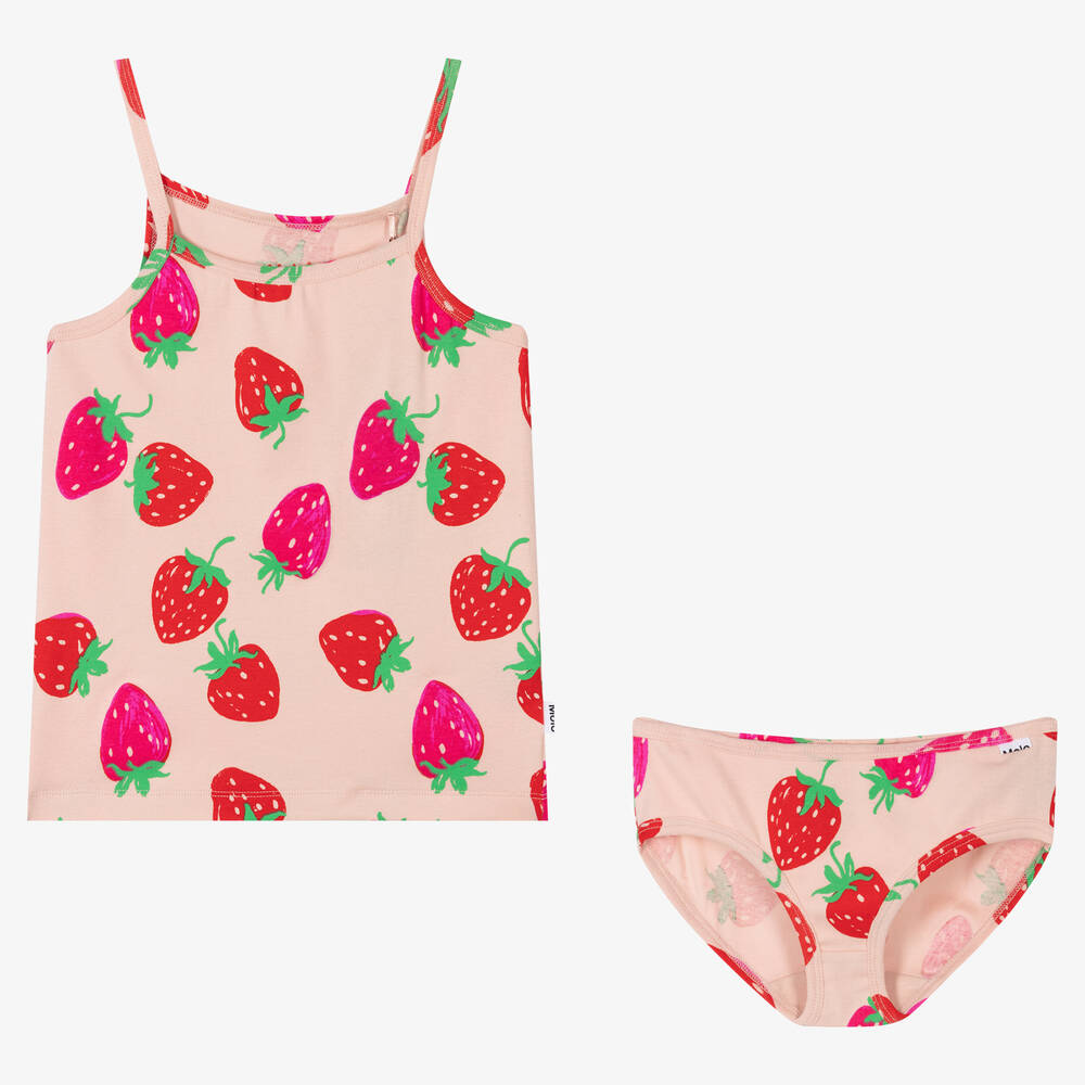 Molo - Teen Girls Pink Vest & Knickers Set | Childrensalon