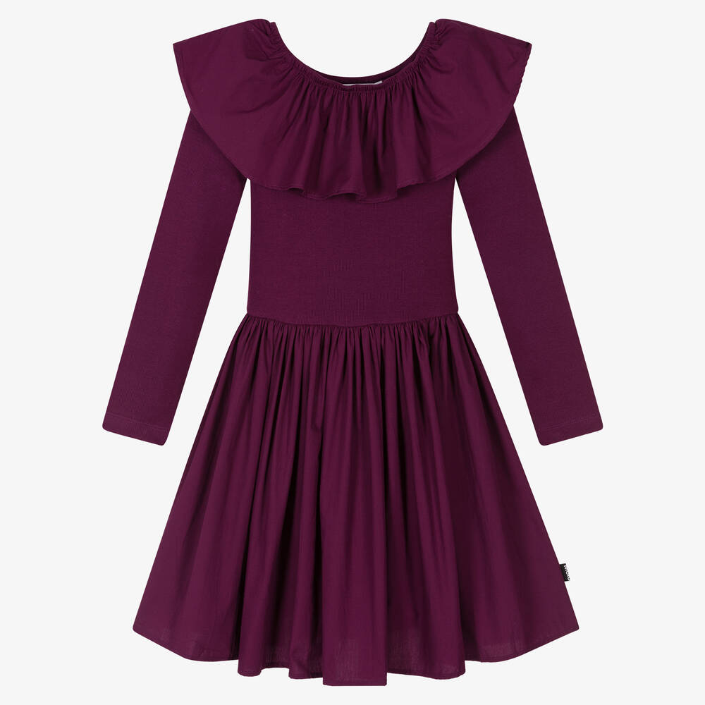 Molo - Robe violette en coton bio Ado fille | Childrensalon