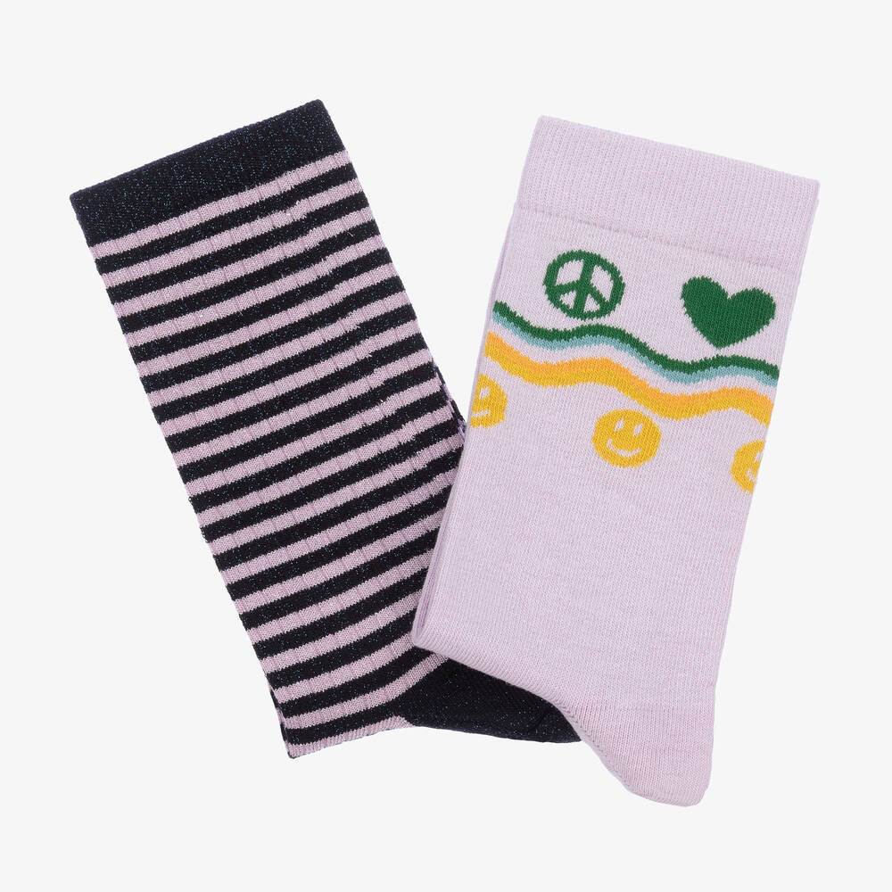 Molo-Teen Girls Purple Peace Socks (2 Pack) | Childrensalon Outlet
