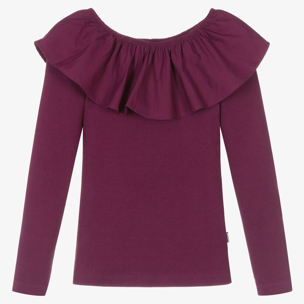 Molo - Teen Girls Purple Ribbed Cotton Top | Childrensalon