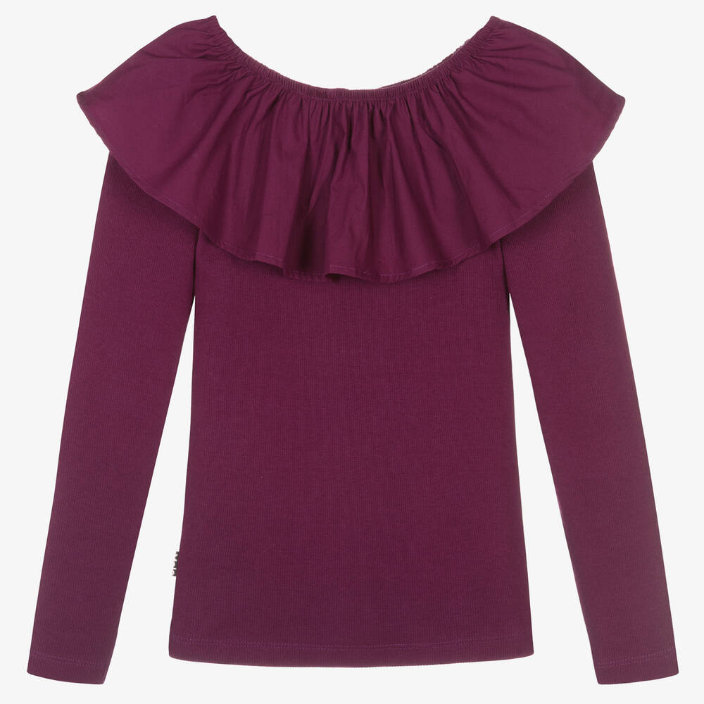 Molo-Teen Girls Purple Ribbed Cotton Top | Childrensalon Outlet