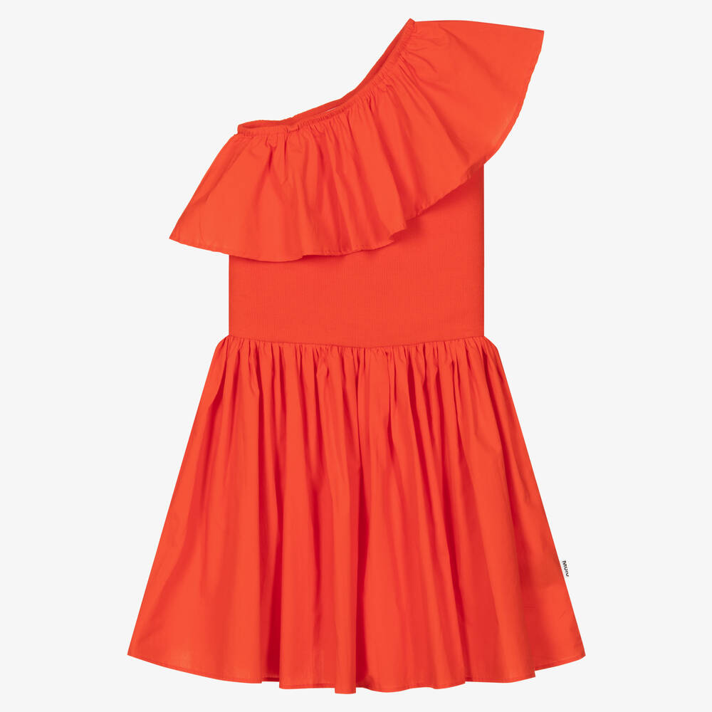 Molo - فستان تينز بناتي قطن عضوي بوبلين لون أحمر | Childrensalon