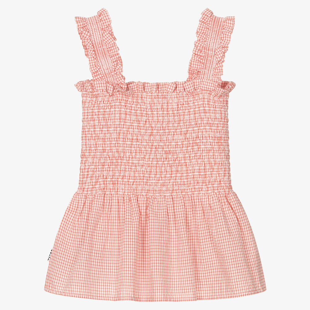 Molo-Teen Girls Red Check Cotton Top | Childrensalon Outlet