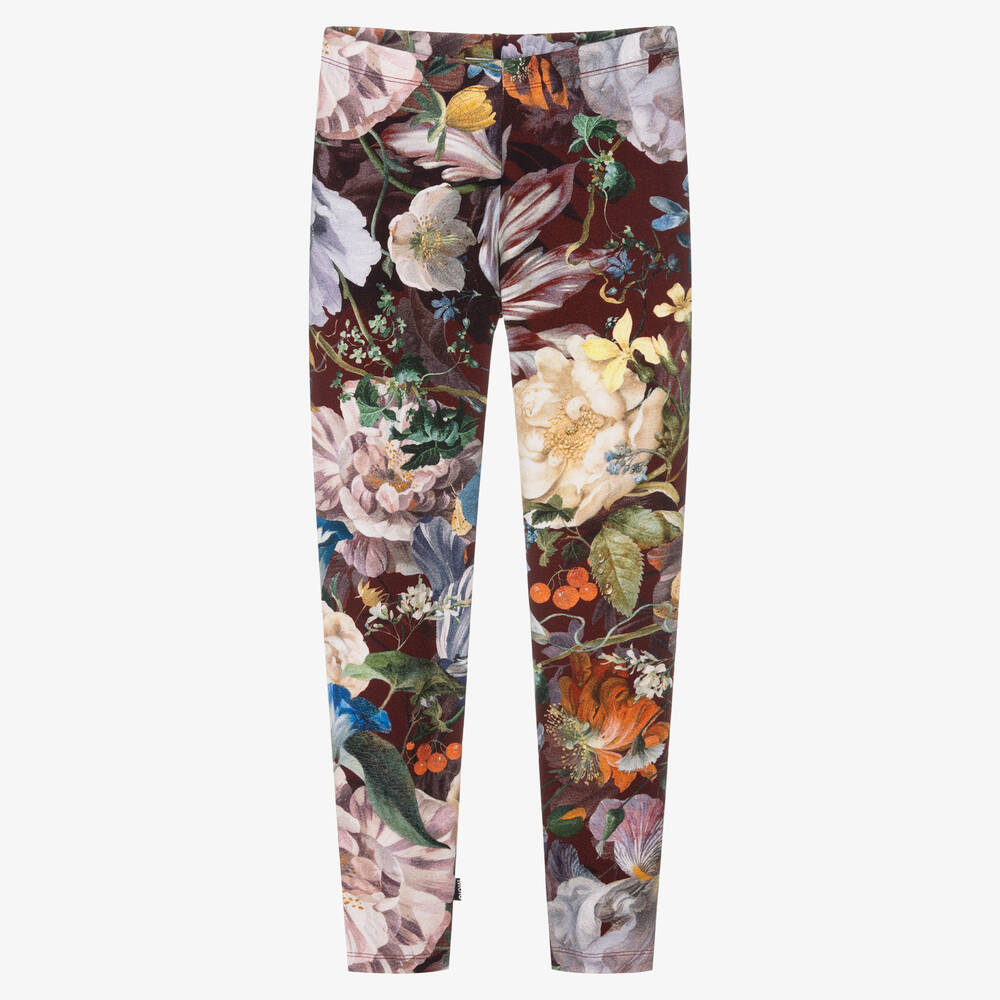 Molo - Legging rouge en coton à fleurs ado fille | Childrensalon