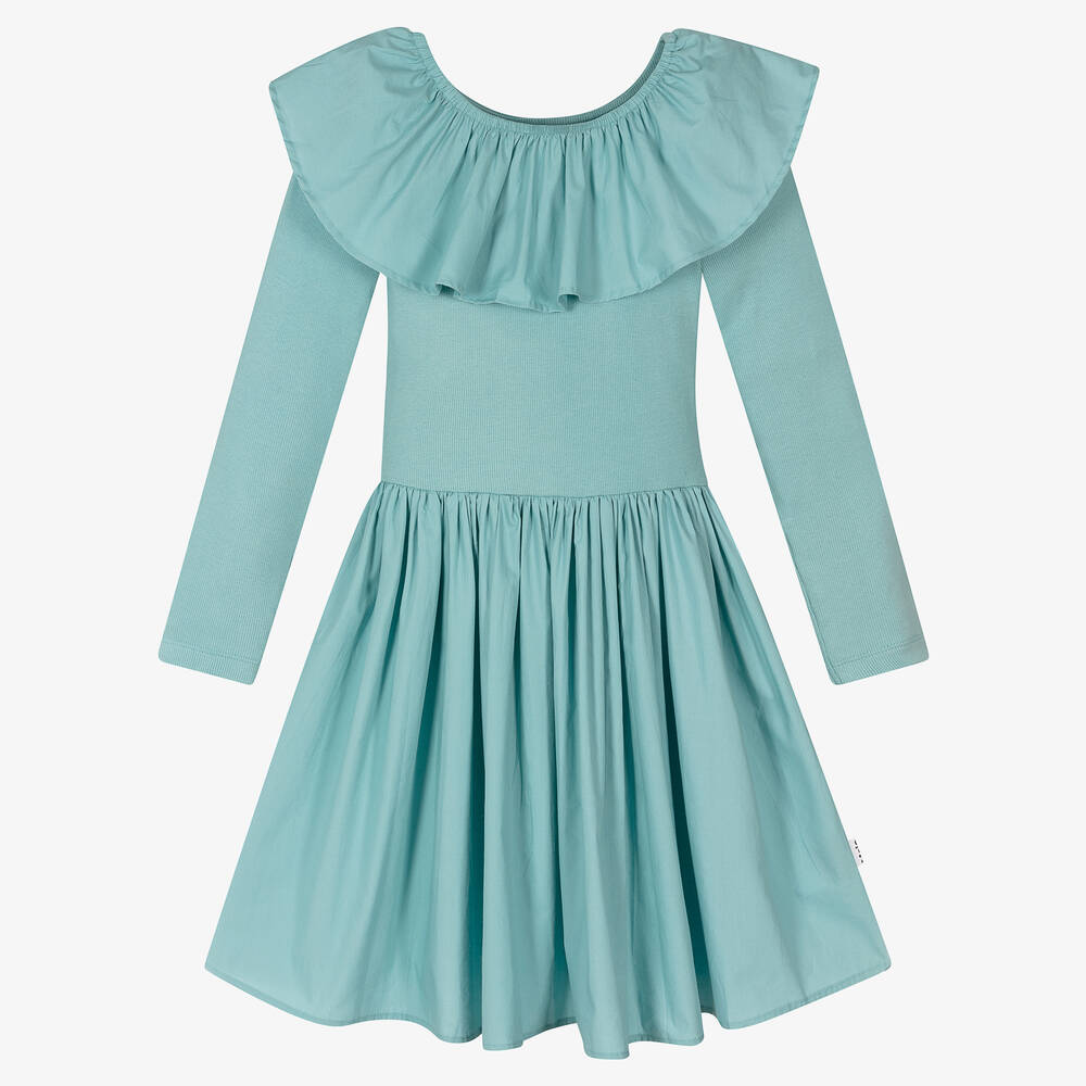 Molo - Teen Girls Turquoise Blue Organic Cotton Dress | Childrensalon