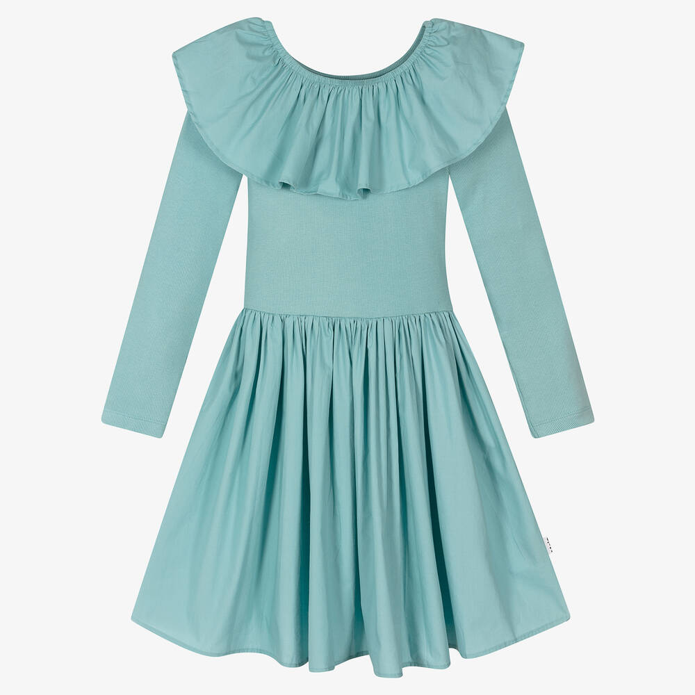 Molo-Teen Girls Turquoise Blue Organic Cotton Dress | Childrensalon Outlet