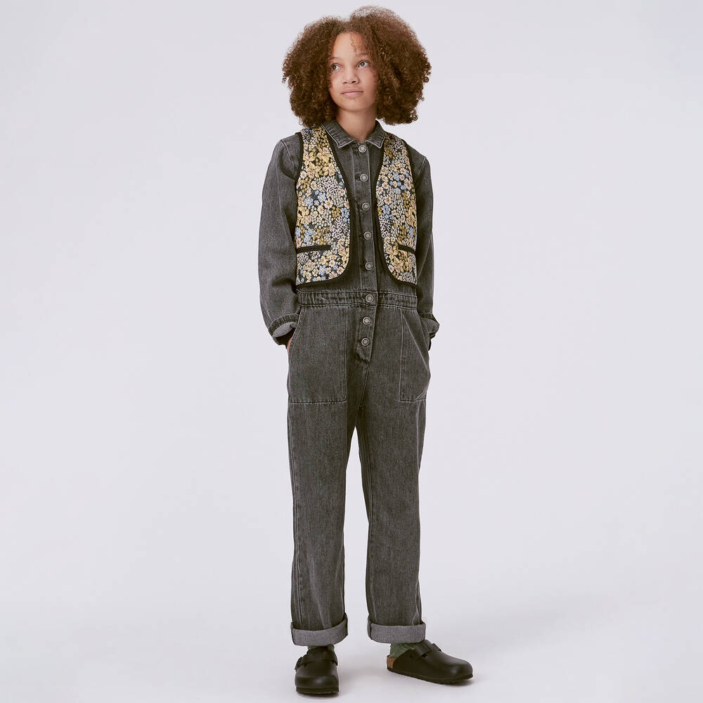 Molo-Teen Girls Washed Grey Denim Jumpsuit | Childrensalon Outlet