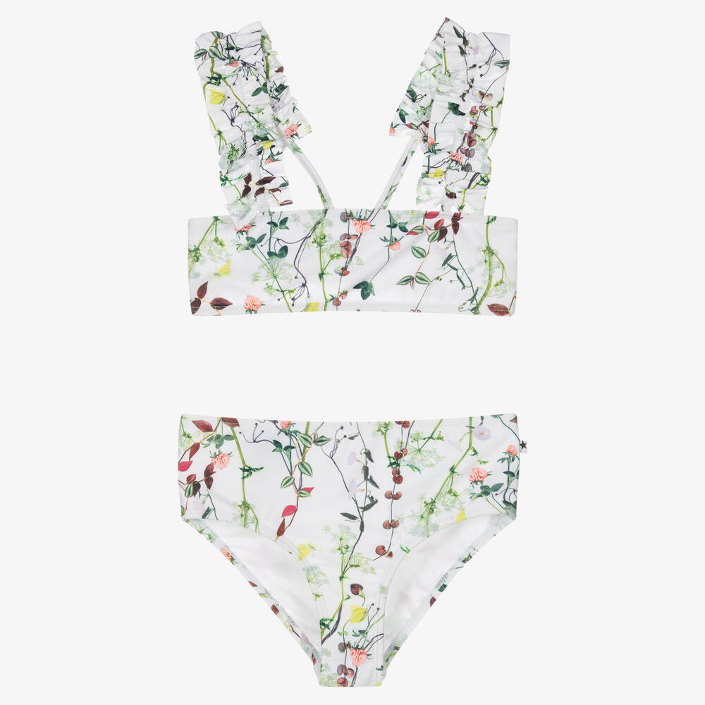 Molo-Teen Girls White Floral Bikini (UPF50+) | Childrensalon Outlet