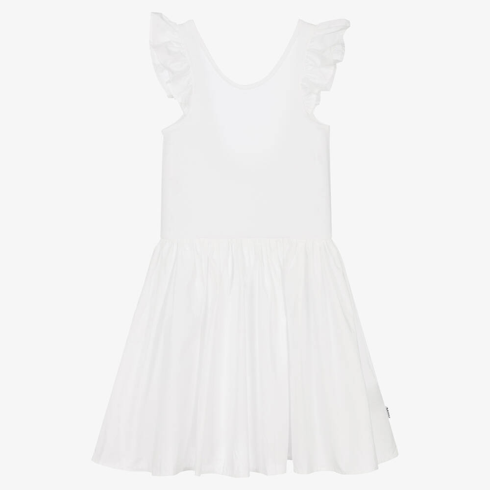 Molo - Robe blanche en coton bio ado fille | Childrensalon