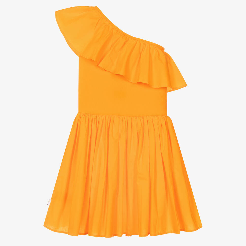 مولو-فستان تينز بناتي قطن عضوي مزين بكشكش لون أصفر | Childrensalon Outlet