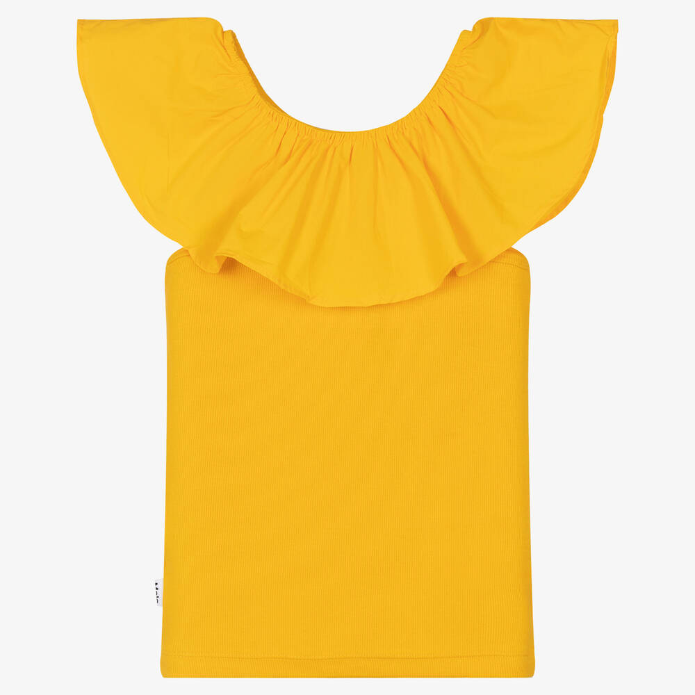 Molo-Желтая хлопковая футболка с оборкой | Childrensalon Outlet