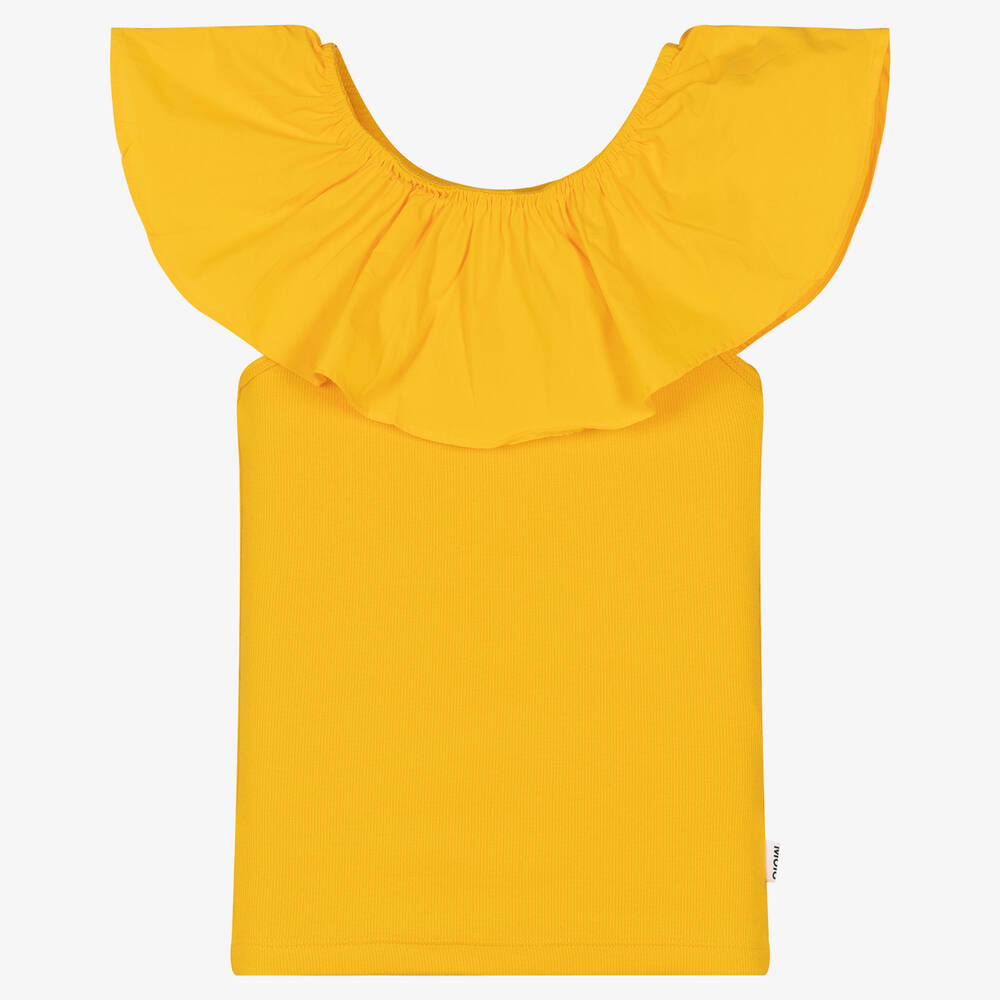 Molo-Teen Girls Yellow Cotton Ruffle T-Shirt | Childrensalon Outlet
