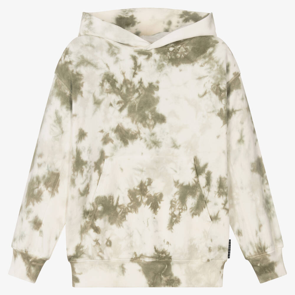 Molo - Teen Green Cotton Tie Dye Hoodie  | Childrensalon