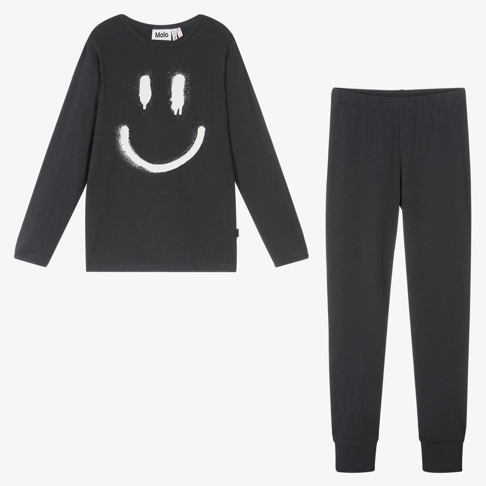 Molo - Teen Grey Organic Cotton Smiling Pyjamas | Childrensalon