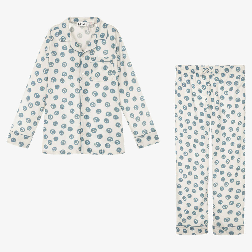 Molo - Кремово-голубая пижама со смайлами | Childrensalon