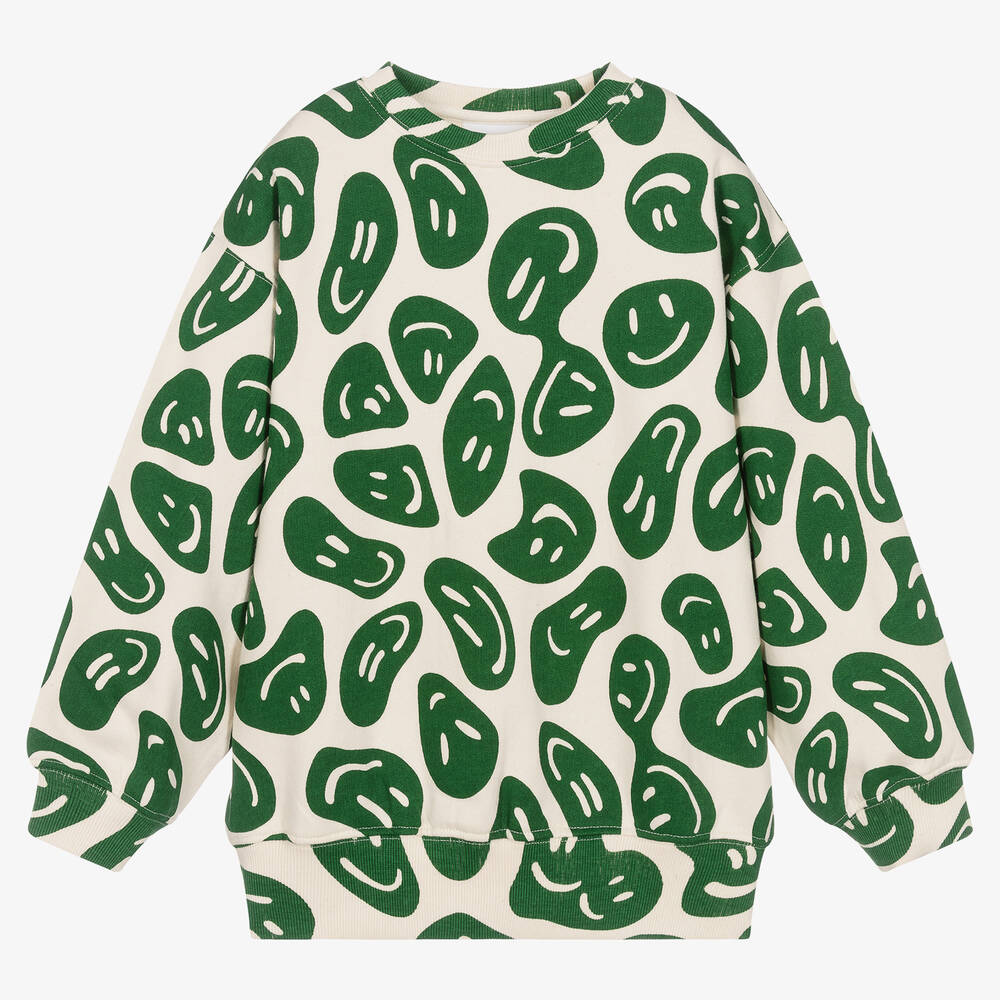 Molo - Teen Ivory & Green Smile Sweatshirt | Childrensalon