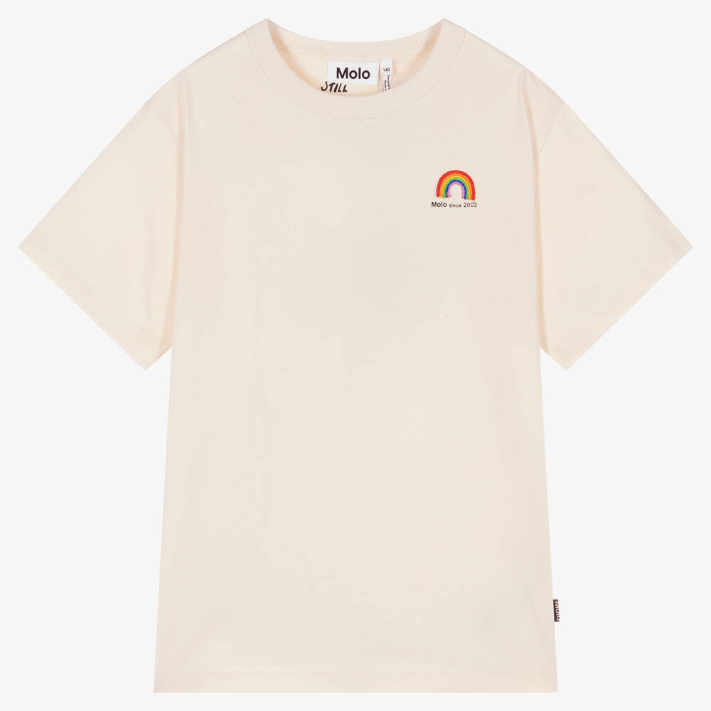 Molo - Кремовая футболка из органического хлопка с радугой | Childrensalon