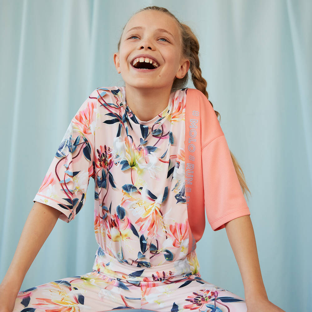 Molo-Розовый спортивный топ с цветами для подростков | Childrensalon Outlet