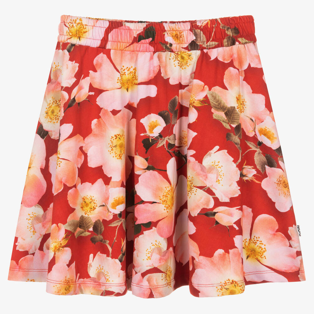 Molo - Красная хлопковая юбка с цветами для подростков | Childrensalon