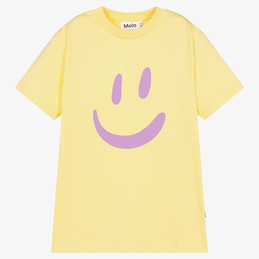 Molo - Teen Yellow Organic Cotton Smile T-Shirt | Childrensalon