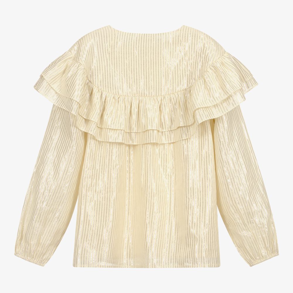 Molo-بلوز تينز بناتي مزينة بكشكش لون أصفر باهت | Childrensalon Outlet