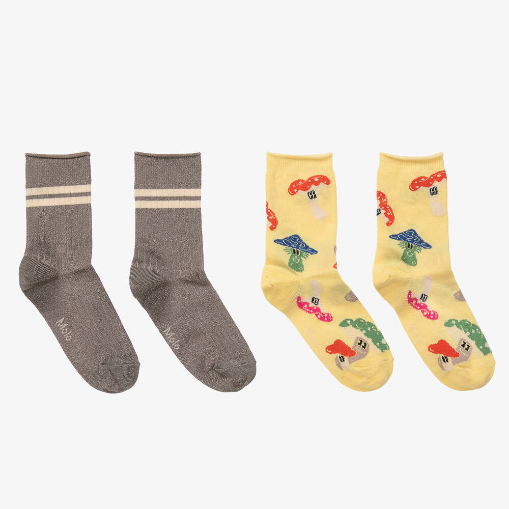 Molo - Желтые и коричневые вязаные носки (2пары) | Childrensalon