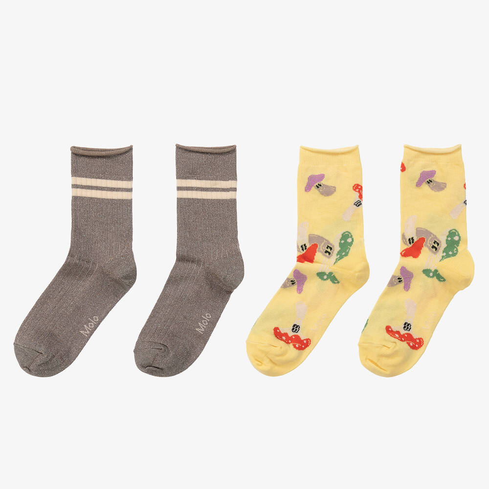 مولو-جوارب قطن محبوك لون بني وأصفر تينز (عدد 2) | Childrensalon Outlet