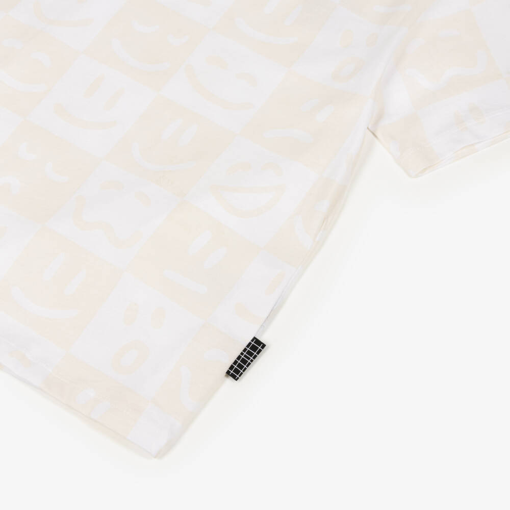Molo-White & Beige Organic Cotton Emoji T-Shirt | Childrensalon Outlet