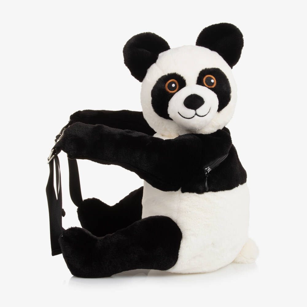 Molo-White & Black Plush Panda Backpack (27cm) | Childrensalon Outlet