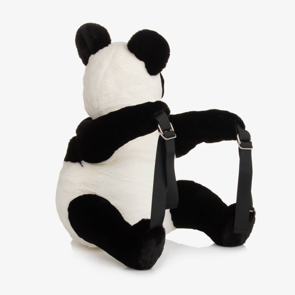 Molo-White & Black Plush Panda Backpack (27cm) | Childrensalon Outlet