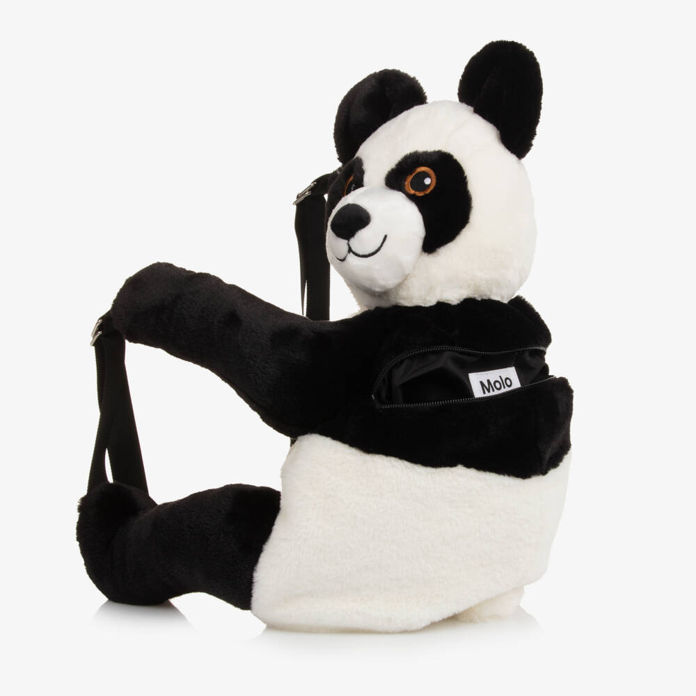Molo-White & Black Plush Panda Backpack (27cm) | Childrensalon Outlet