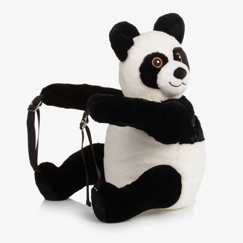 Molo-White & Black Plush Panda Backpack (27cm) | Childrensalon Outlet