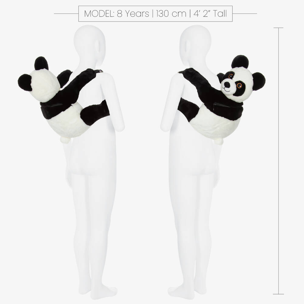 Molo-White & Black Plush Panda Backpack (27cm) | Childrensalon Outlet