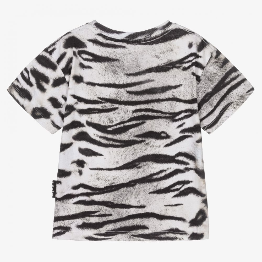 Molo-White & Black Tiger T-Shirt | Childrensalon Outlet