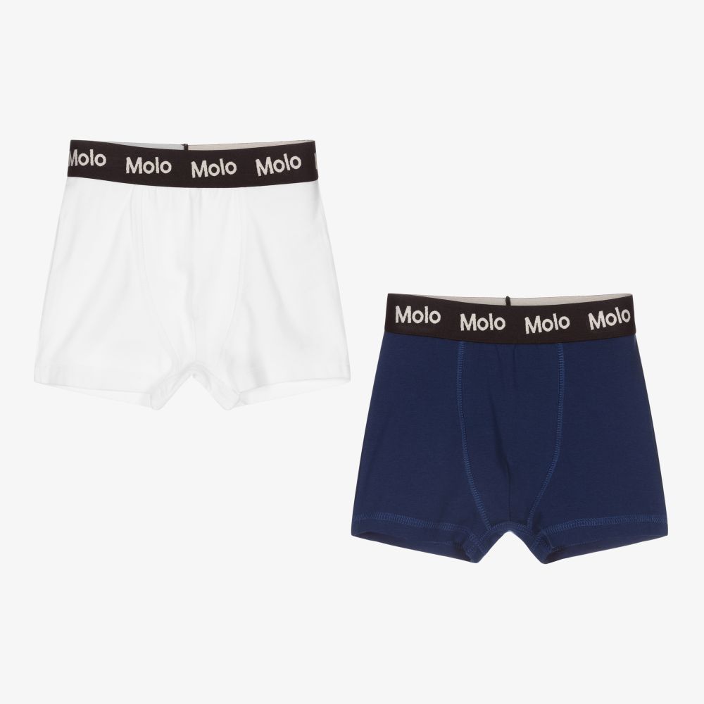 Molo - White & Blue Boxers (2 Pack) | Childrensalon