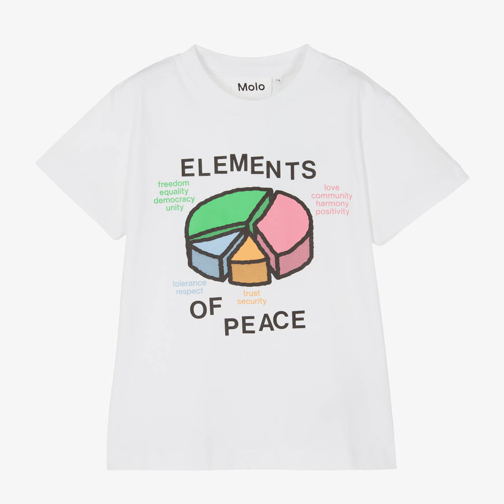 Molo - White Organic Cotton Graphic T-Shirt | Childrensalon