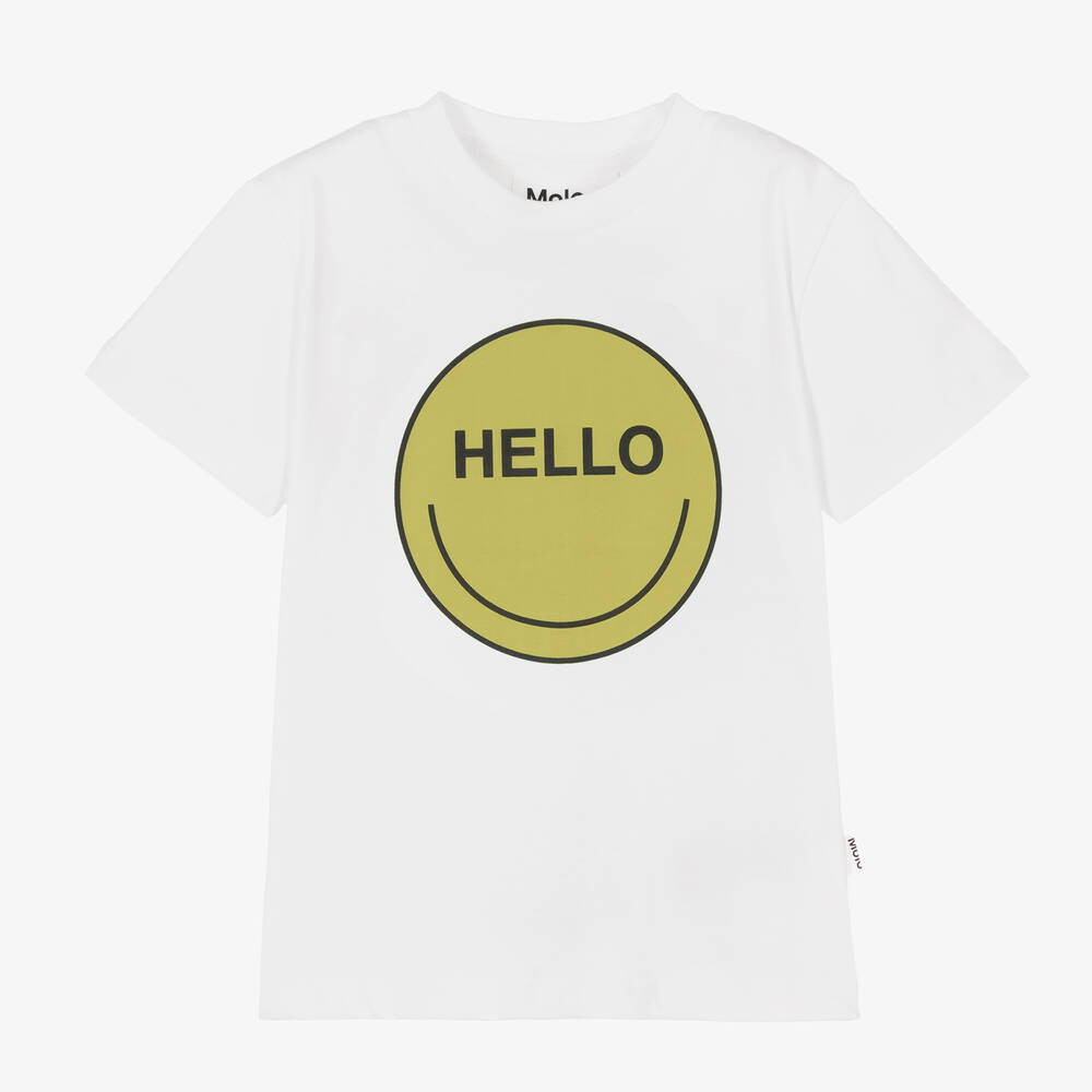 Molo - White Organic Cotton Graphic T-Shirt  | Childrensalon