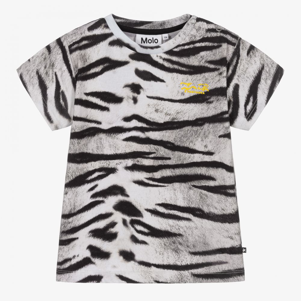 Molo - White Tiger Baby T-Shirt | Childrensalon