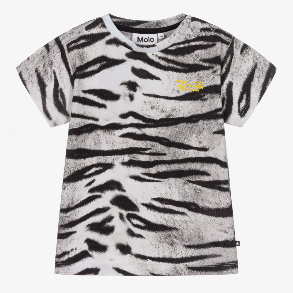 Molo - Weißes T-Shirt mit Tiger-Print (B) | Childrensalon