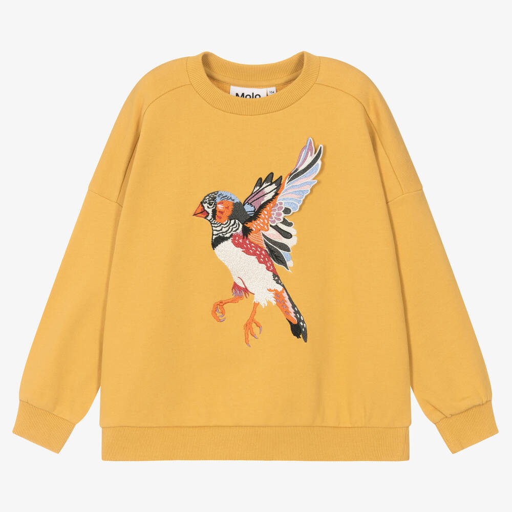 Molo - Gelbes Vogel-Baumwoll-Sweatshirt | Childrensalon