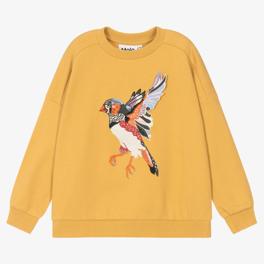 Molo - Sweat jaune en coton Oiseau | Childrensalon