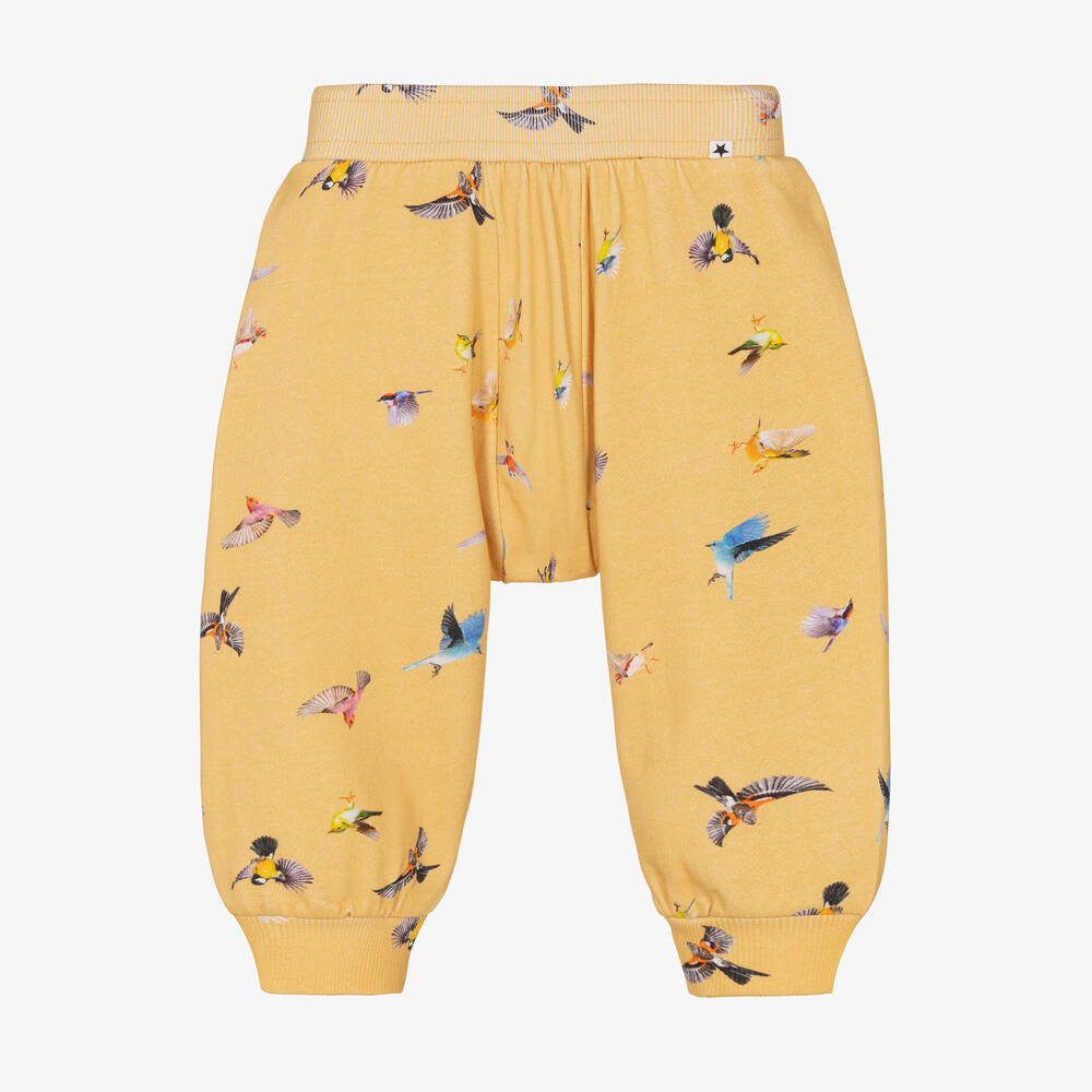 Molo - Yellow Birds Cotton Joggers | Childrensalon